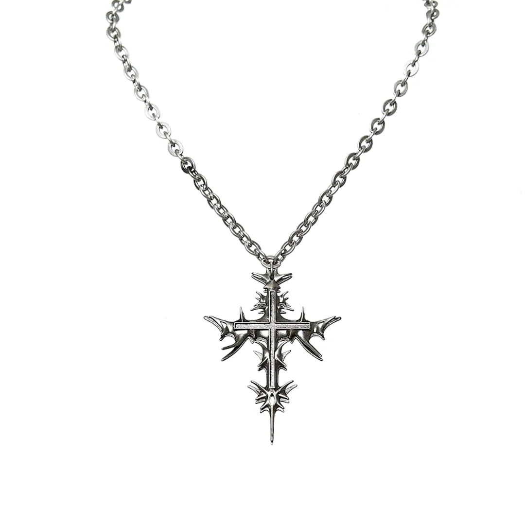 Iiimiii Remnant Net I Series Dark Cross Necklace Single Chain Clavicle Chain