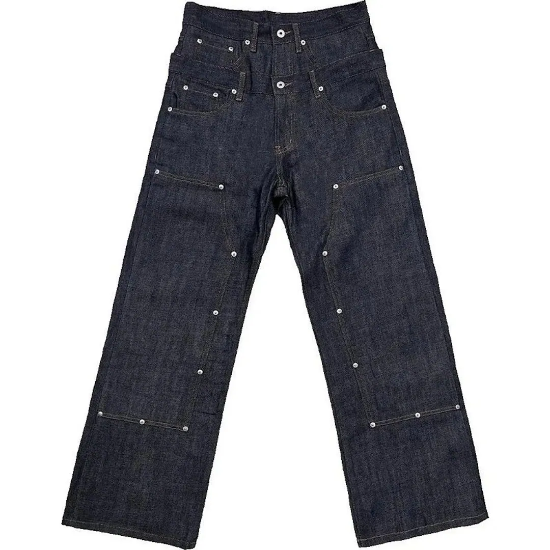 Wanna Lab Double waisted studded denim (2 styles)