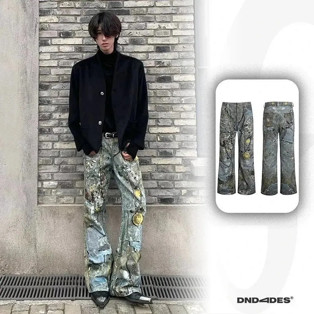 DND4DES pachwork snakeskin flared pants (5 styles)
